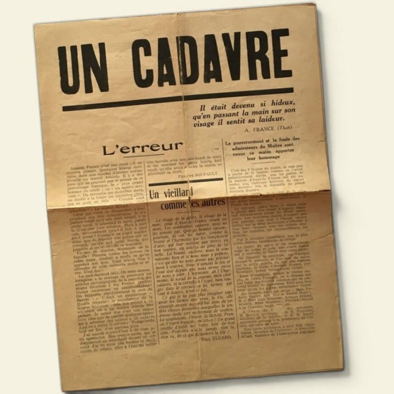 Premier tract surréaliste publié à la mort d'Anatole France, le 12 octobre 1924