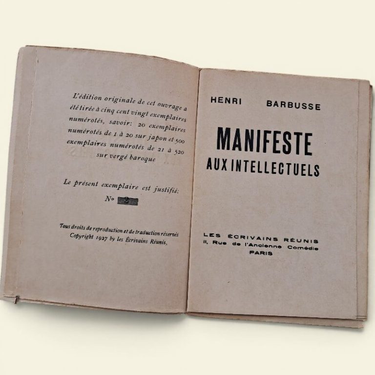 Henri Barbusse. Manifeste aux Intellectuels, 1927
